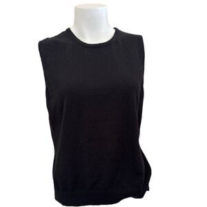 Cherokee XL women’s sweater vest black sleeveless cotton round neck angora